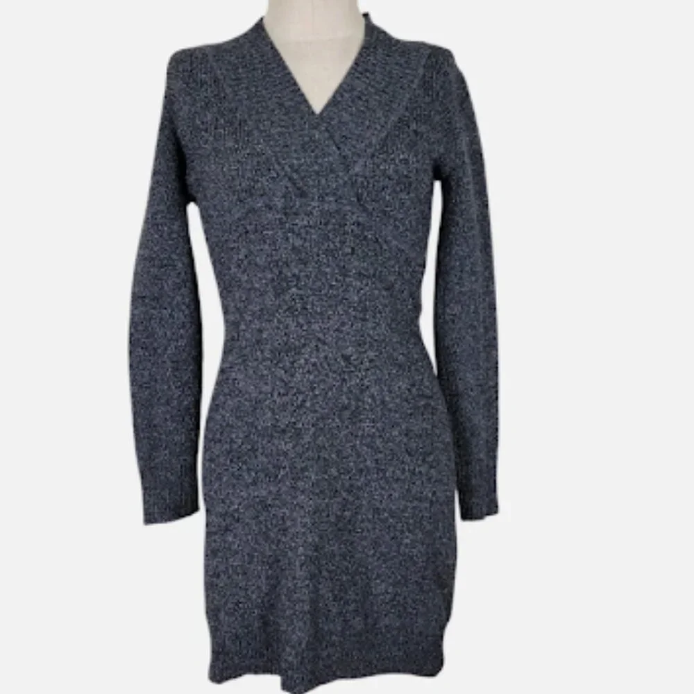 NWOT Athleta Innsbrook Black Marled Pullover Long Sleeve Wool Sweater Dress S - Picture 2 of 4